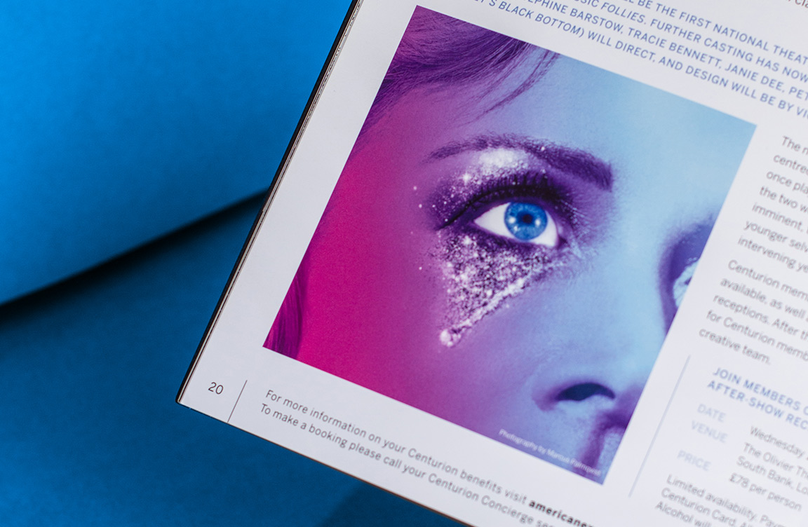 Graphic of crying eye in the corner of a magazine.